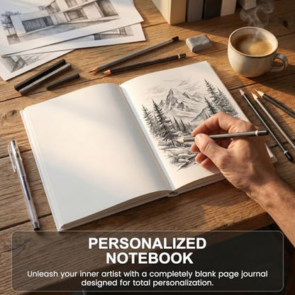 Koogel 2PCS Blank Hardbound Sketch Notebooks, White Drawing Notebooks 5.7" x 8.2" Hardcover Sketchbooks Blank Thick Smooth Notebook for Kids to Write Stories 50 Sheets 100gsm Inner Paper
