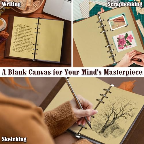 MALEDEN Leather Writing Journal Notebook, Classic Spiral Bound Notebook Refillable Diary Sketchbook Gifts with Unlined Travel Journals to Write in for Girls and Boys (Sky Blue) - color: Sky Blue