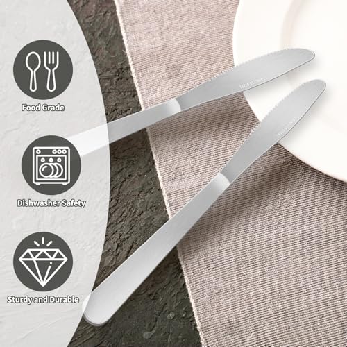 150 Pcs 8.3 Inches Stainless Steel Dinner Knives Spreader Knives Silverware Silver Butter Knife for Steak Table Home Kitchen Restaurant