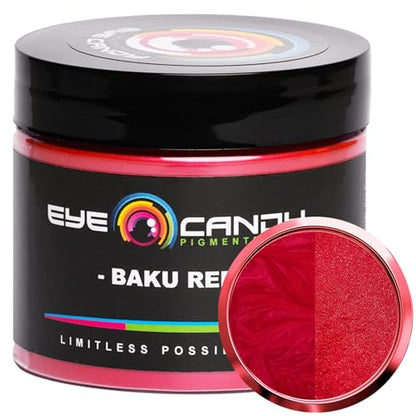 Eye Candy Pigments Premium Red Mica Powder - Baku Red (50gr) - for Epoxy, Resin, Soap, Paint, Woodworking, Acrylic Pouring, Bath Bombs, Fishing Lures - DIY Arts and Crafts Additive - color: Baku Red