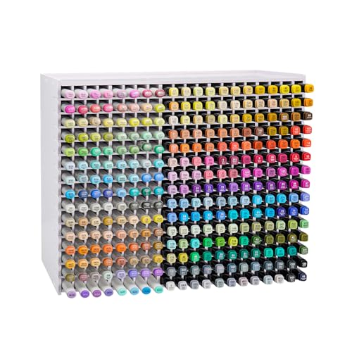 SANFURNEY Art Marker Storage Rack for 300 Markers, Watercolour Brushes Pens Color Pencils Organizer Holder for Desk - size: Rack for 300 Markers - White