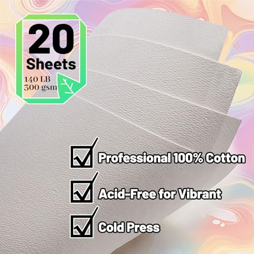 Professional Watercolor Sketchbook with 6-Ring Binder, 20 Sheets 300GSM/140lb 100% Cotton Acid-Free Cold Press Paper, 9.25" x 6.3" Textured Art Journal for Artists, Students & Adults (Green) - color: Green