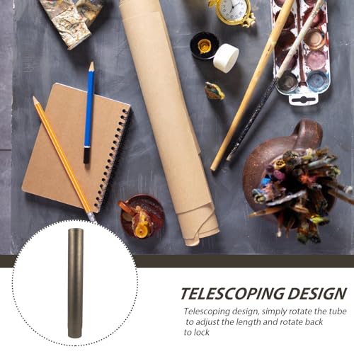 TEHAUX Extendable Black Gold Poster Holder Tube Telescoping Art Carrying Case for Artwork Storage Document Protection and Scroll Transport for Students and Designers