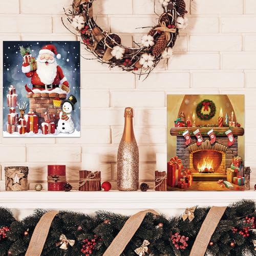 6 Pack Pre Drawn Canvas for Painting Pre Printed Canvas Kit 8 x 10 Inch Stretched Cotton Paint and Sip Set for Adults Couple Party Graduation Summer Date Night(Merry Xmas) - style: Merry Xmas