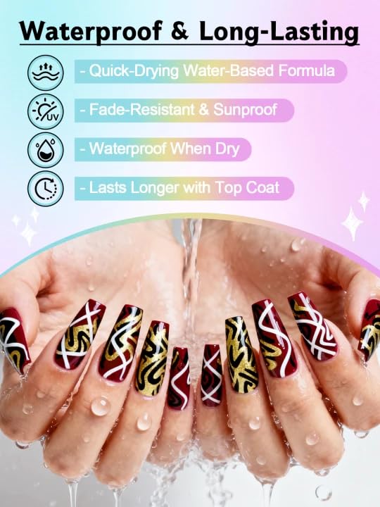 10 Color Metal Giltter 3D Nail Art Pens Set, Kalolary Double-ended Nail Point Dotting Pen Drawing Painting Liner Brush for DIY Nail Art Beauty Adorn Manicure Tools(G) - color: G