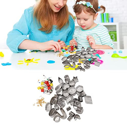 PinzqTrading Polymer Clay Earring Kit with 36 Stainless Steel Shape Cutters, 40 Round Cutters, 60 Earring Findings, DIY Jewelry Making Set for Beginners and Crafters