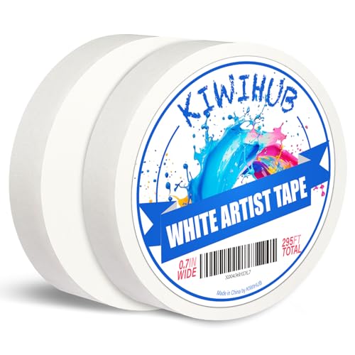 2 Pack Art Tape - Professional Artist Tape for Watercolor Paper, White Masking Artists Tape for Painting Canvas Framing - Acid Free Tape - 0.7inch Wide 295FT Long - size: 0.7inch
