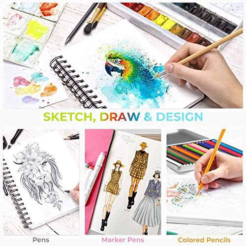 Ohuhu Mix Media Pad, 7" x 10" Mixed Media Art Sketchbook, 120 LB/200 GSM Heavyweight Papers, 62 Sheets/124 Pages, Spiral Bound Mixed Media Paper Pad for Acrylic, Painting Christmas Gift - size: 7" x 10"