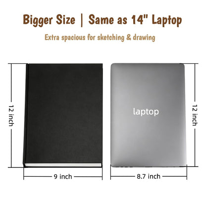 Hardcover Large Size 9" x 12" Sketch Pads for Drawing, 110 Sheets, 80lb/120GSM Mixed Media Pad - Acid Free Paper, Bleedproof, Hardbound Sketchbook, Professional Grade (Pack of 1)