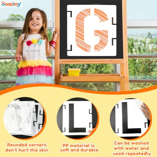 10 Inch 42 Pcs Reusable Letter Number Symbol Stencils, Plastic Painting Templates for Wood Wall Fabric Rock Chalkboard Signage School Door Porch DIY Art Craft Decoration Projects - size: 10 inch（White）