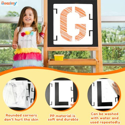 10 Inch 42 Pcs Reusable Letter Number Symbol Stencils, Plastic Painting Templates for Wood Wall Fabric Rock Chalkboard Signage School Door Porch DIY Art Craft Decoration Projects - size: 10 inch（White）