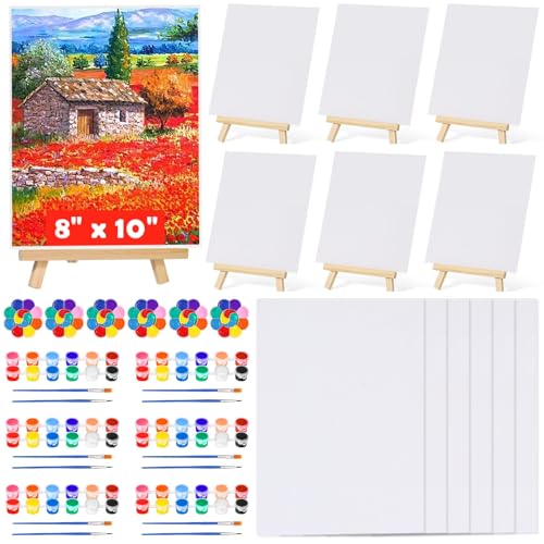 42 Pcs Sip and Paint Kit for Adults Couples Date Night Paint Party | 8x10 Inch Art Canvas Boards with Easel Stand, Mini Acrylic Paint & Brushes Paint Party Supplies, Valentines Day Painting Kit - color: 3ML Mini Acrylic Paints
