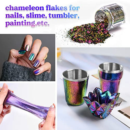 LET'S RESIN Chameleon Flakes, Resin Supplies -Intense Color Shift Pigment Powder for Resin Molds/Tumblers, Chrome Powder Pigment for Christmas Nail Art/Paint/Soap Making - color: Intense Chameleon Flake
