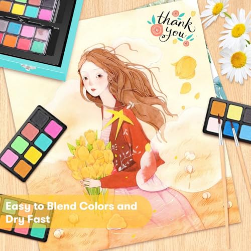 iBayam Art Supplies, 150-Pack Deluxe Wooden Art Set Crafts Drawing Painting Kit with 1 Coloring Book, 2 Sketch Pads, Creative Gift Box for Adults Artist Beginners Kids Girls Boys - color: Teal