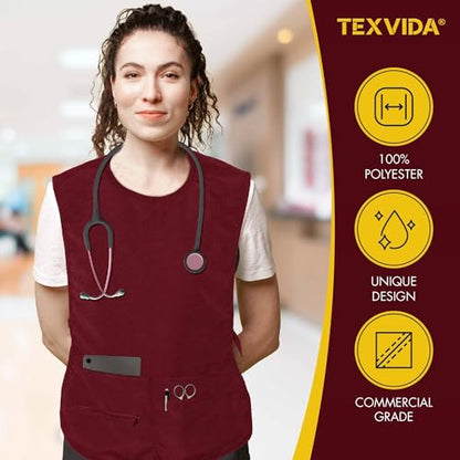 5 Pockets Cobbler Aprons for Women Men (Pack of 2) – Zipper Pocket Smock Apron - color: Burgundy, size: Standard
