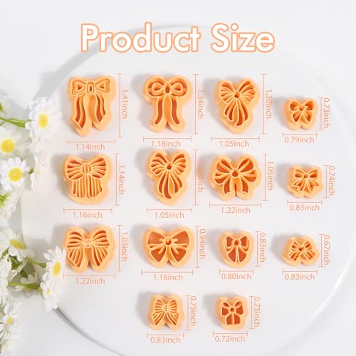 Puocaon Bow Polymer Clay Cutters - 14 Pcs Conquette Cute Clay Cutters for Polymer Earrings Jewelry