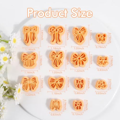 Puocaon Bow Polymer Clay Cutters - 14 Pcs Conquette Cute Clay Cutters for Polymer Earrings Jewelry