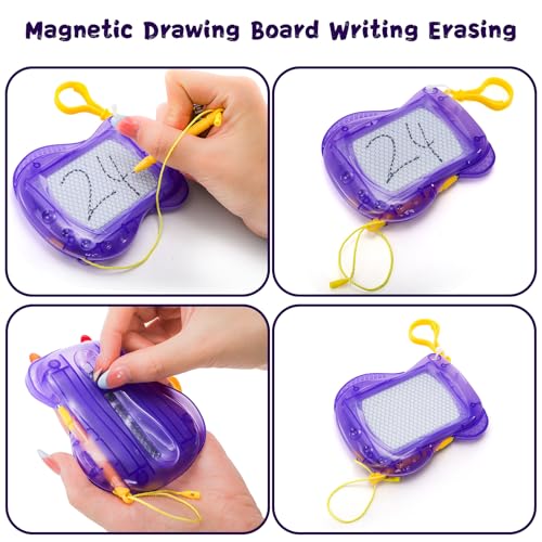 Peohud 24 Pack Mini Magnetic Drawing Board, Bulk Erasable Doodle Sketch Writing Pad, Small Backpack Keychain Clip Board for Office Birthday Party Favors