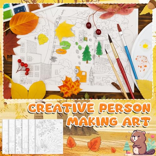 Sherr 75 Pcs Thanksgiving Pre Drawn Painting Canvas Kit for Adults 8 x 10 Inch 15 Set Autumn Pre Painted Canvas Sip and Paint Party Favors Set for Adults Fall Paint Party(Harvest Style) - style: Harvest Style