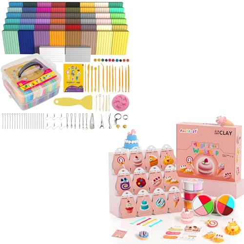 Aestd-ST Polymer Clay 50 Colors & Air Dry Clay Kit - Cake Themed