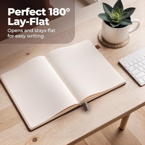 Classic Lined Journal Notebook 8.5x11" A4 Hardcover Leather - Brown - 200 Pages College Ruled Large with Sticky Tabs, Pockets, and Pen Loop for Writing and Journaling - Big Hardback Men and Women - color: Brown, size: A4 200 Pages