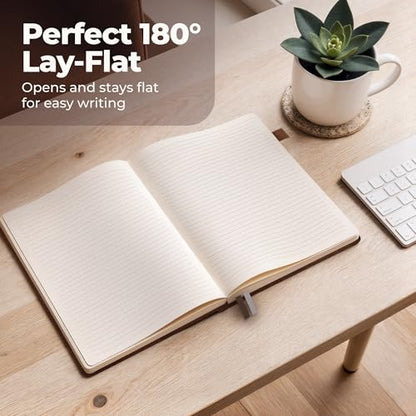 Thick Lined Journal Notebook 8.5x11" with Big A4 Hardcover Leather - Brown - 300 Pages College Ruled Large with Sticky Tabs, Pockets, and Pen Loop for Writing and Journaling - Hardback Men and Women - color: Brown, size: A4 300 Pages