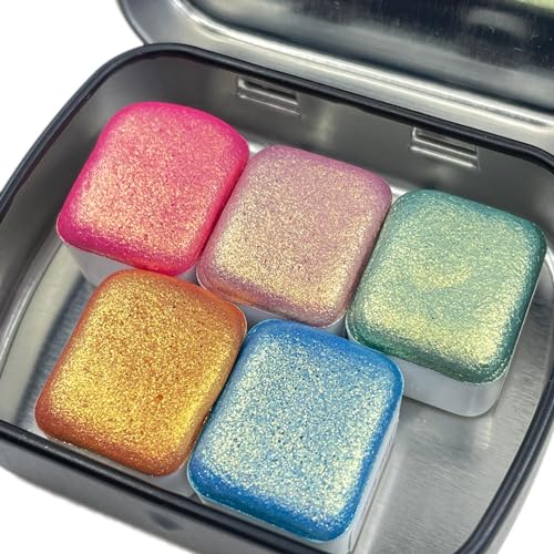 IUILE Handmade Watercolor Paints - Flower Field Half Pan Set (5 colors) - color: Flower Field
