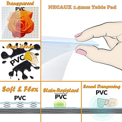 NECRAUX Custom Clear Table Cover, Mat for Desks, 1.5mm Thick Plastic Table Pad, 12 x 36 Inch - color: Clear 1.5mm, size: 12" x 36"