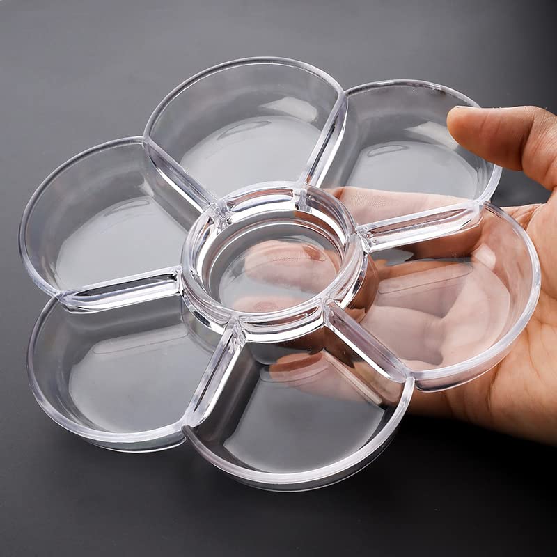 Petal Plastic Palette Painting Dish 7 Well Flower Paint Tray Watercolor Painting Mixing Palette for Oil Acrylic Watercolor Gouache,Easy Wash, Paint Palette (Transparent) - color: Transparent