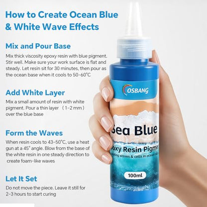 Sea Blue Epoxy Resin Pigment 100ml/3.4 fl.oz, High Concentration Liquid Colorant for Resin Art, Ideal for Creating Waves, Cells, and Unique Ocean DIY Crafts - color: Sea Blue