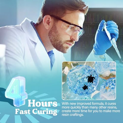 LET'S RESIN Fast Cure Epoxy Resin,Demold in 4 Hours,72OZ Upgrade Quick Drying & Crystal Clear Resin,Bubble Free Epoxy Kit for Craft,Art, Craft Supplies with Dye, Cup,Stir Stick - size: Large