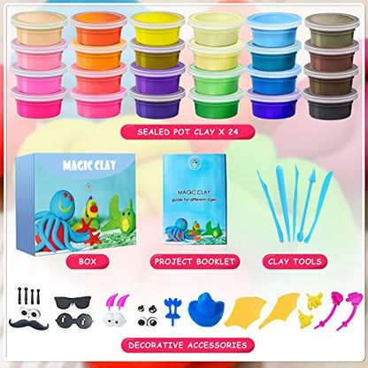 Modeling Clay Kit - 24 Colors Air Dry Clay DIY Molding Clay with Tools, Kids Art Crafts Gift for Boys & Girls Age 3-12 Year Olds - color: 24 Colors