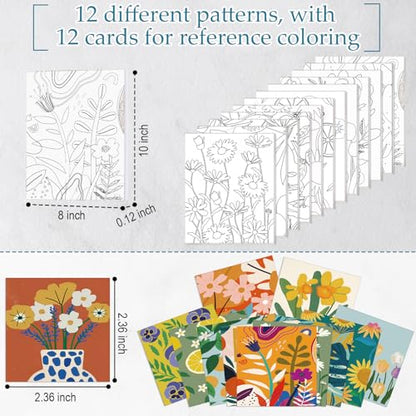 Ctosree 12 Sets Pre Drawn Canvas Kit for Painting Adults Sip and Paint Kit Art Pre Printed Canvas Bulk for Adult Date Night, Art Party & Holiday Gift(Flower,8 x 10 in) - size: 8 x 10 in, style: Flower