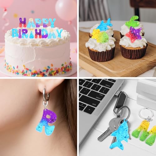 Alphabet Keychain Mold, Reversed Letter Keychain Silicone Molds with Holes, Alphabet Epoxy Resin Mold for DIY Jewelry Pendant Keychain (Ocean and Letter) - color: Alphabet