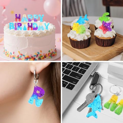 Alphabet Keychain Mold, Reversed Letter Keychain Silicone Molds with Holes, Alphabet Epoxy Resin Mold for DIY Jewelry Pendant Keychain (Ocean and Letter) - color: Alphabet