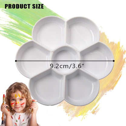 7-Well Flower Mixing White Ceramic Artist Paint Palette Tray for Watercolor Gouache Acrylic Oil Paintin (3")