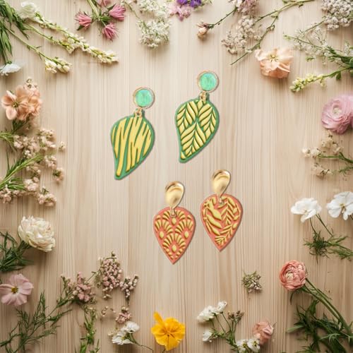 CHGCRAFT Artistic Leaves Clay Texture Mat Bohemian Polymer Clay Molds Abstract Pattern DIY Clay Texture Tools for Clay Pottery Earring Jewelry Making Stamp Engraving Machines, Leaf, 3.9x2.6inch - style: Artistic Leaves
