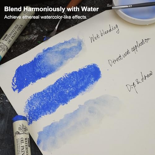 PHOENIX Dark Shades Oil Paint Stick - Set of 6 Liner Colors with White & Black 37ml Large Soft Water Soluable Oil Pastels for Artists - color: 6 Liner Colors