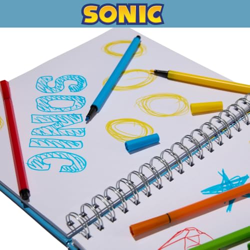Sonic The Hedgehog Sketchbook for Kids with Washable Markers, 86 Blank Pages Spiral Bound, Sonic and Shadow - color: Sonic