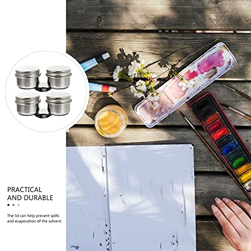 Wakauto Stainless Steel Painting Brush Washer Oil Palette Cup Brush Cleaning Pot Lid - size: 9X4.2X3.5CM