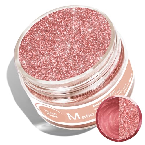 Matio Mica Powder, 1.8oz/ 50g Rose Gold Pearlescent Effect Mica Powder for Epoxy Resin Natural Color Pigment for Soap Making, Bath Bomb, Candle Dye, Resin Craft, Paint,Nails,Jewelry, Slime Pigment - color: Rose Gold