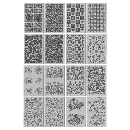 CHGCRAFT 16 Pcs Plants Flowers Pattern Polymer Clay Texture Sheet Geometric Abstract Flowers Patterns Rubber Clay Texture Mat for Polymer Clay Making Earrings Jewelry DIY Crafts 4 × 2.5 Inch - style: Plants Flowers