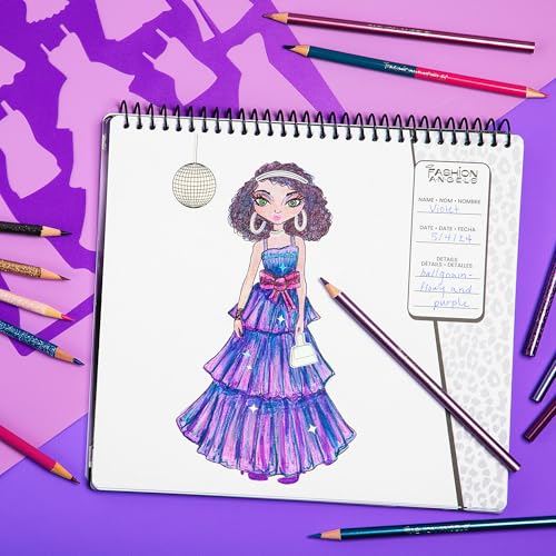 Fashion Angels Glam Fashion Sketch Set, Includes Sketch Pad with Stencils & Stickers, Fashion Design Sketch Book for Girls, Ideal Drawing Kit for Kids - color: Glam Fashion