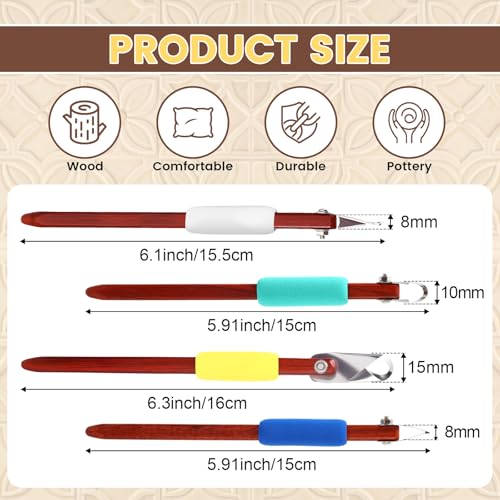 Lanties 4 Pcs Pottery Carving Tool Set Sculpture Scraper Craft Modelling Tools Red Pear Wood Texture Handle with Stainless Steel Blade for Clay Carving, Ceramic Sculpting, Graffito (Classic Color) - color: Classic Color