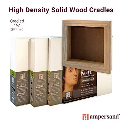 Ampersand Art Supply Primed Smooth Artist Panel | 9" x 12" | 1-1/2" Cradled Profile | Gessoed Wood Painting Panel for Oil, Acrylic & Mixed Media | Canvas Board & Wood Panel Alternative - color: 1-1/2" Cradled Profile, size: 9" x 12"