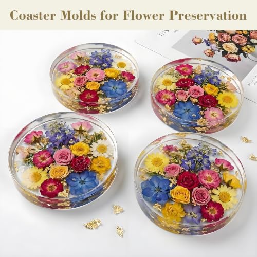 18-Cavity Extra Deep Coaster Resin Molds Silicone,4 Inches Round Coaster Silicone Molds for Resin,Coaster Epoxy Resin Molds for Flower Bouquet