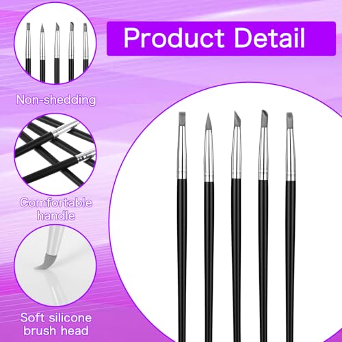 Silicone Paint Brushes, 10Pcs Head Silicone Brush for Crafts Rubber Paint Pens Flexible Clay Carving Tools for Sculpting Handicraft Pottery Handicraft Nail Art Artwork Acrylic Paints Gouache, 5 Shapes