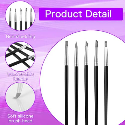 Silicone Paint Brushes, 10Pcs Head Silicone Brush for Crafts Rubber Paint Pens Flexible Clay Carving Tools for Sculpting Handicraft Pottery Handicraft Nail Art Artwork Acrylic Paints Gouache, 5 Shapes