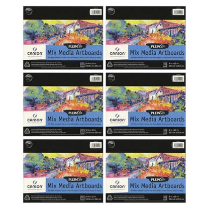 Canson Artist Series Plein Air Mixed Media Paper for Adults and Students, 8" x 10", White, Fold Over Binding, Art Boards for Dry and Wet Media, 10 Sheets/Pad, Case of 6 Pads, 60 Sheets Total - size: 8" x 10", Pack of 6