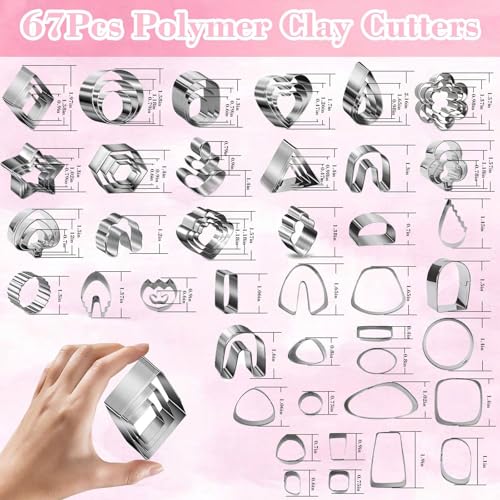 Fesorsi 800 Pcs Clay Earring Making Kit, 67 Polymer Clay Molds Stainless Steel, Polymer Clay Tools with 8 Circle Cutters, 1 Clay Letter Stamps and 710 Pcs Earring Accessories for DIY Jewelry - color: Steel 67 Shapes